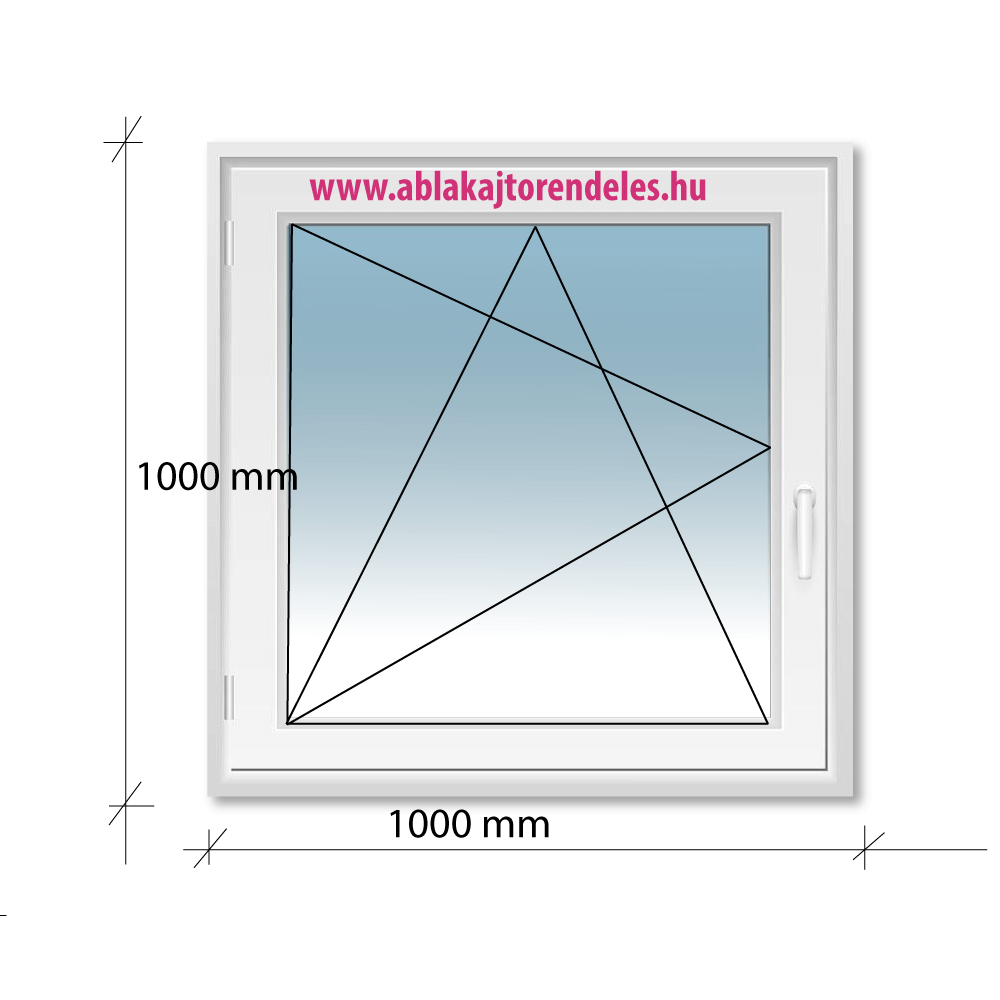 100x100 Bukó-Nyíló műanyag ablak Decco 71 profil 2 rétegű üvegezéssel műanyag ablak 100x100