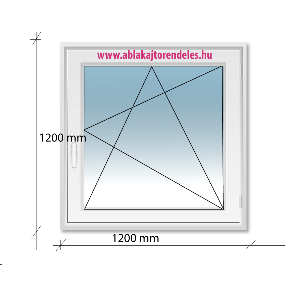 120x120 Bukó-Nyíló műanyag ablak Decco 71 profil 2 rétegű üvegezéssel műanyag ablak 120x120