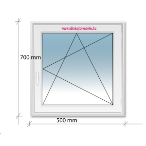 50x70 Bukó-Nyíló Decco 71 műanyag ablak 2 rétegű üvegezéssel